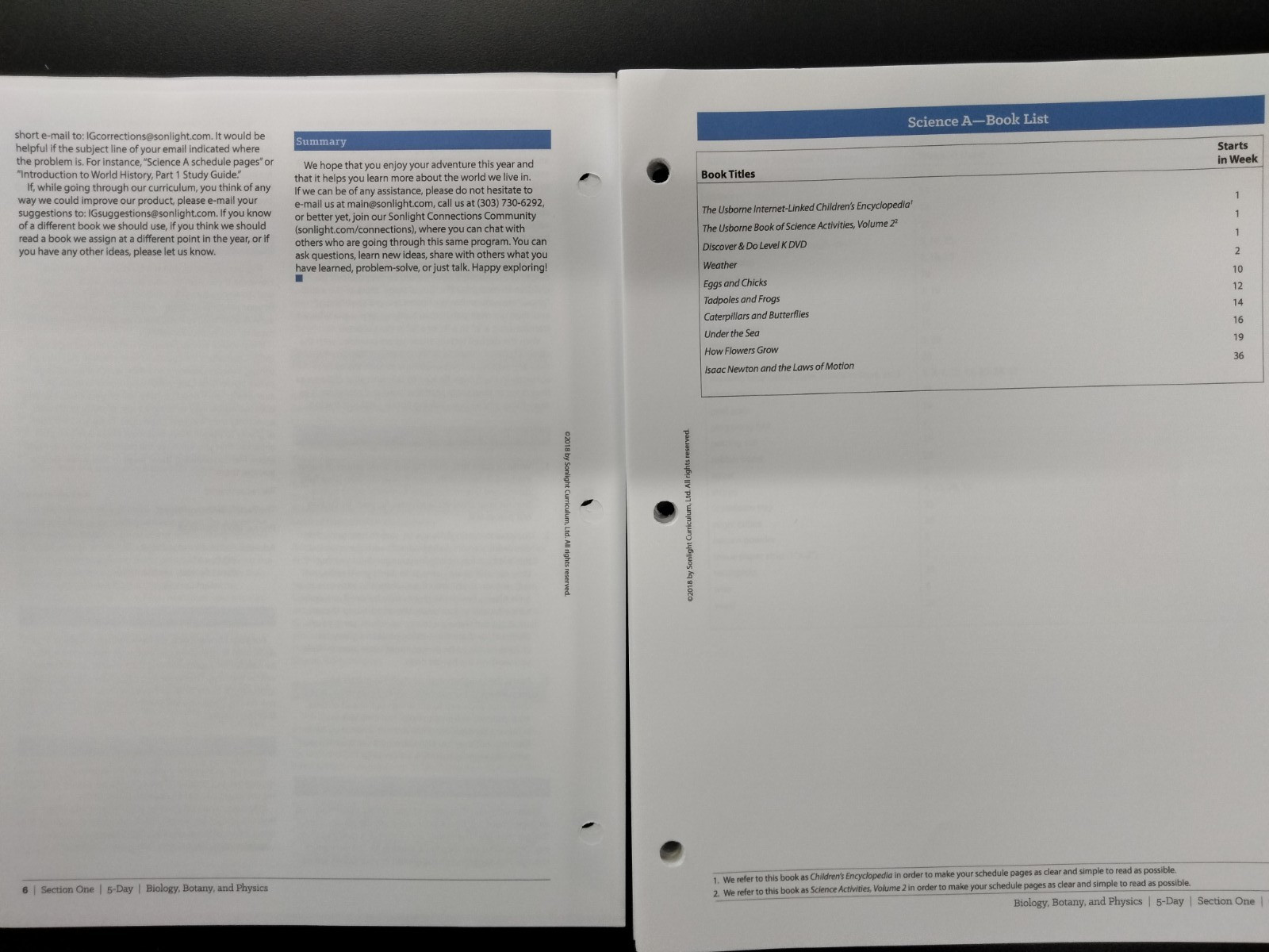Sonlight Science A Instructor’s Guide 5-Day