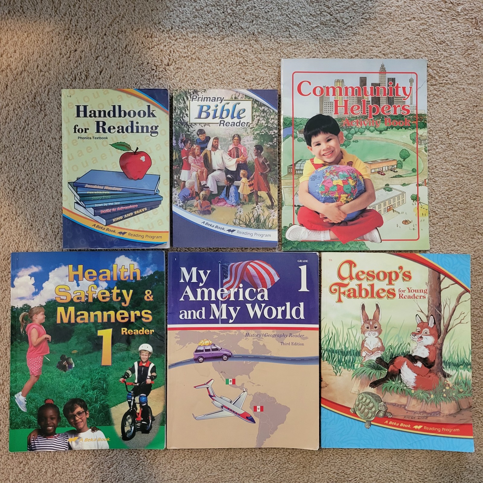 Abeka 1st Grade Readers & Phonics Textbook, Older Editions, 6 Books