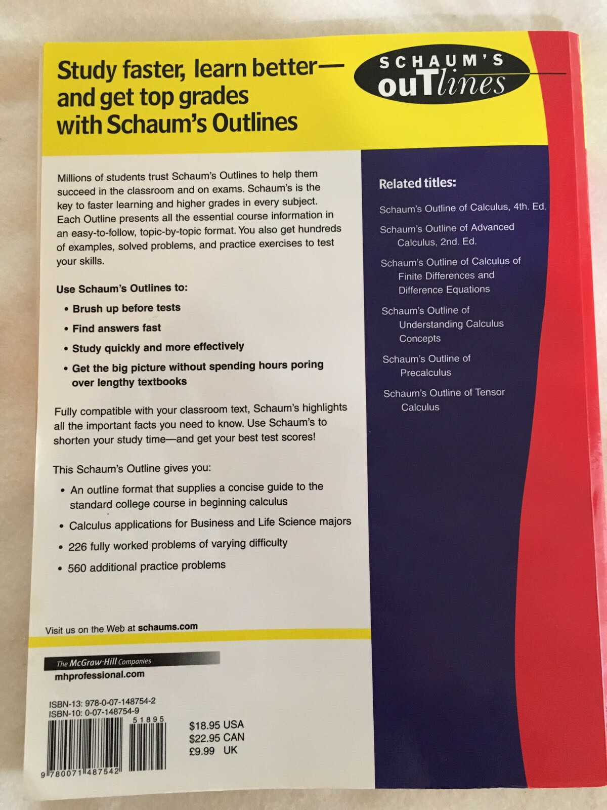 Beginning Calculus, Third Edition, Elliott Mendelson,PhD. ISBN-10: 0-07-148754-9
