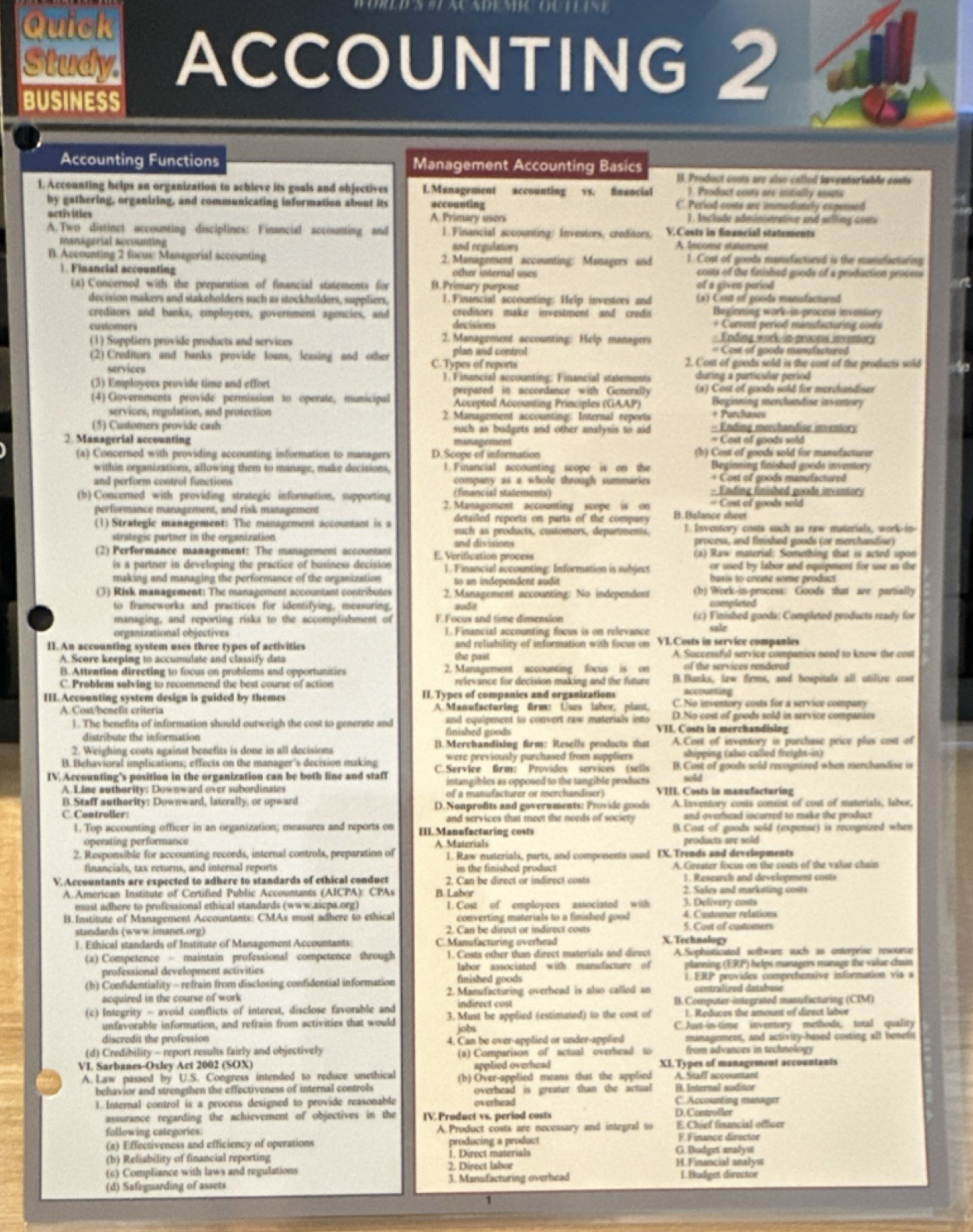 Quick Study Business Accounting 2 Laminated Pamphlet Study Guide, Griffin 2011