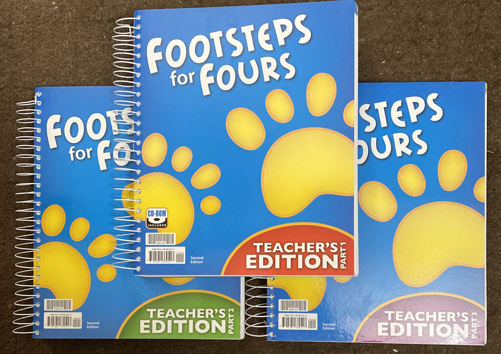 BJU K4 Footsteps for Fours (2nd Edition) TEACHERS EDITIONS 1,2,&3 W/ Teacher Cd