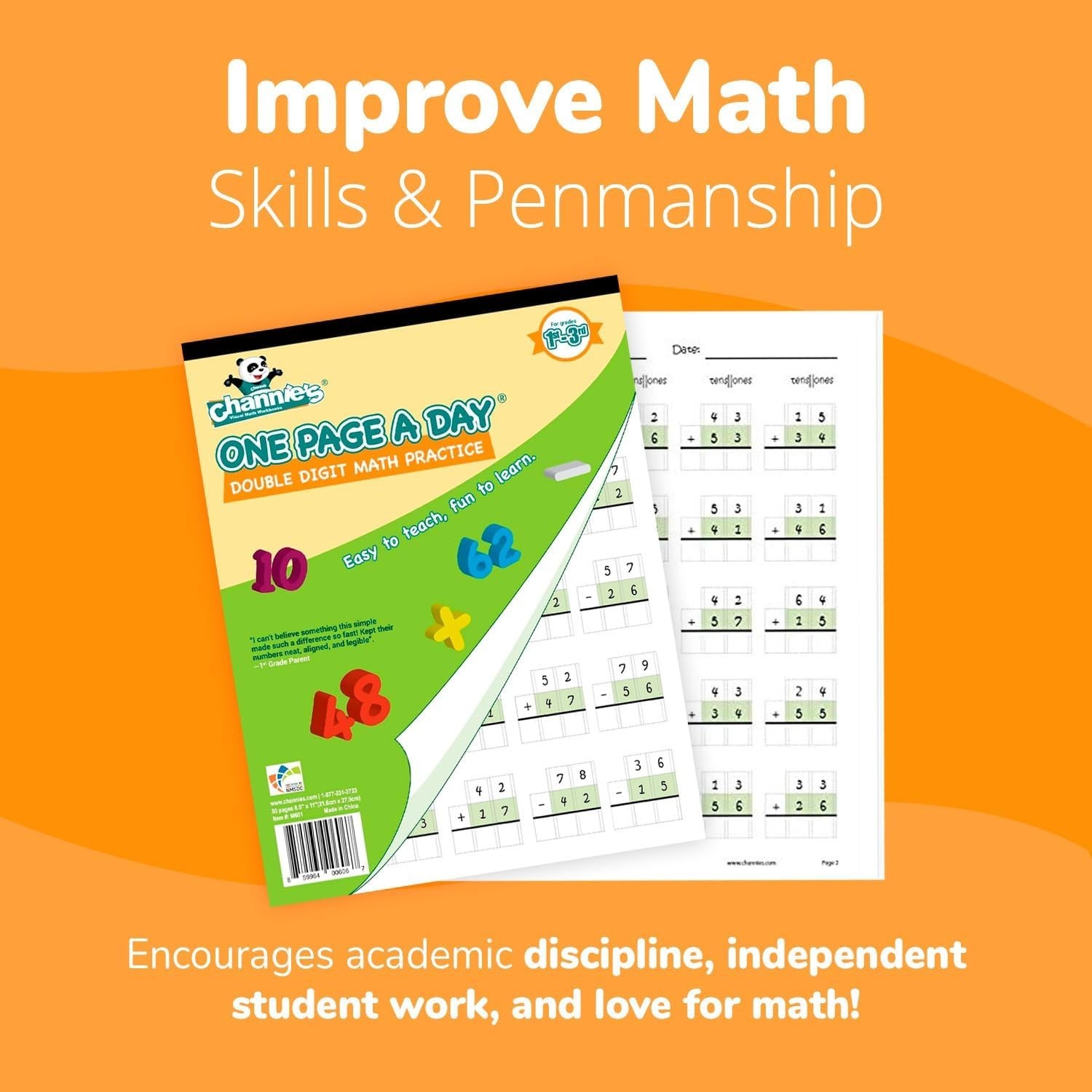 Math Workbook for 1st-3rd Grade Double Digit Addition Subtraction Tear-Off Pages
