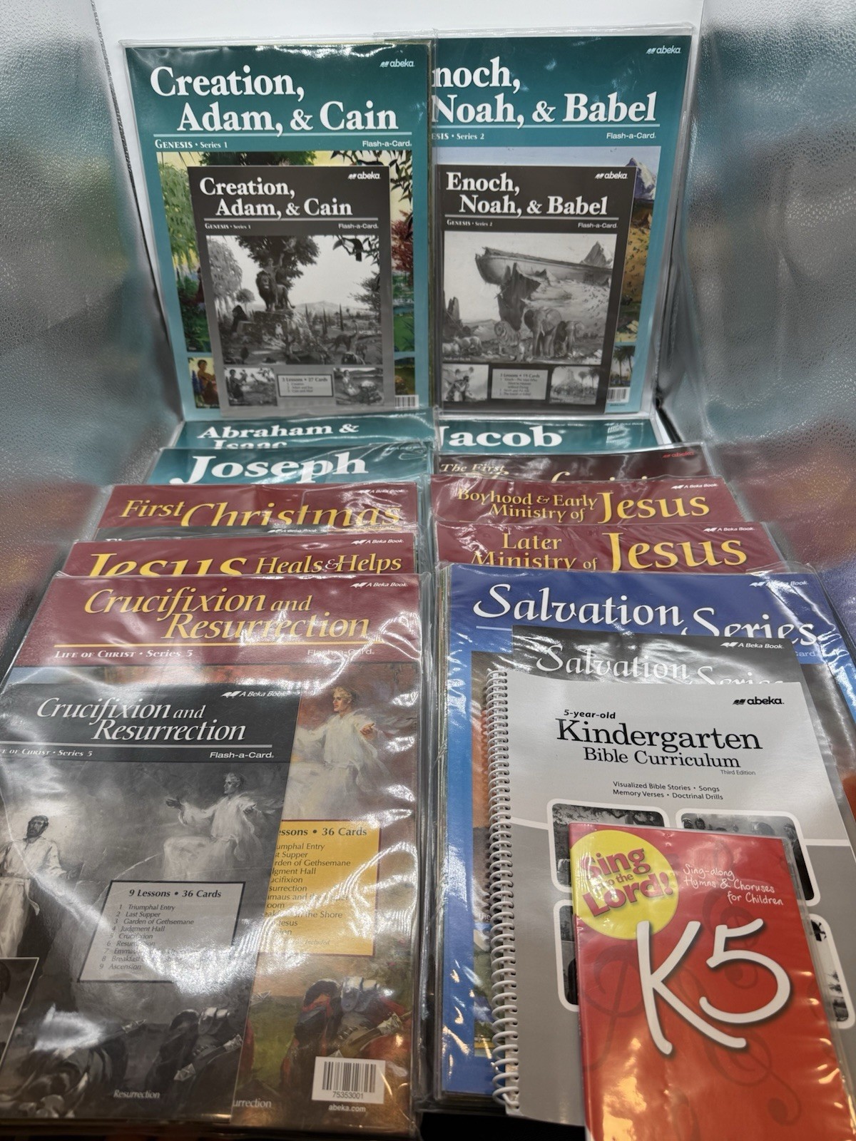 Abeka K5 Bible Flash-A-Cards Kit w Lesson Guides- Life of Christ, Genesis, CD