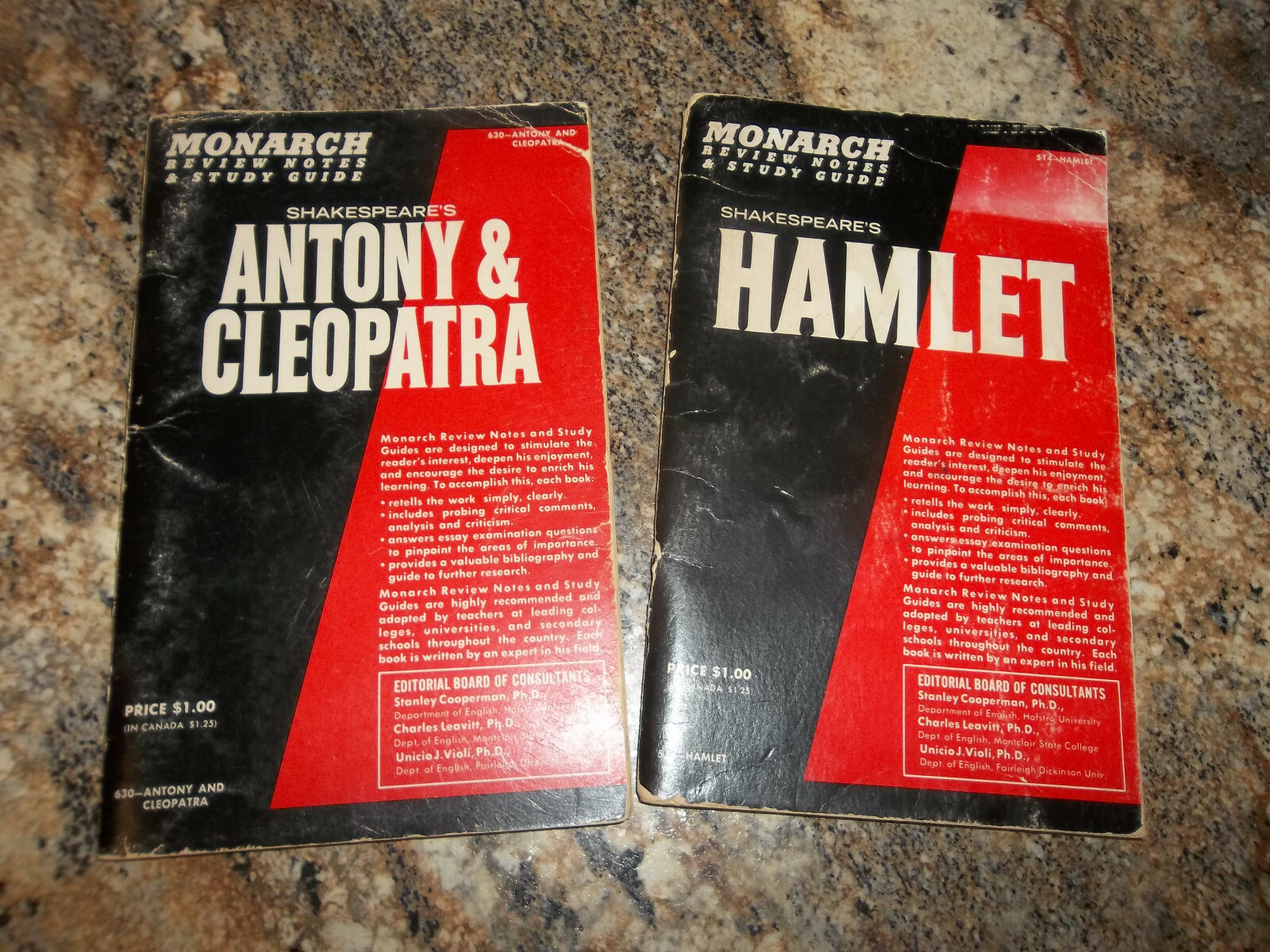 Lot of 2 Monarch Review Notes & Study Guide – Shakespeare’s Hamlet & Antony & Cl