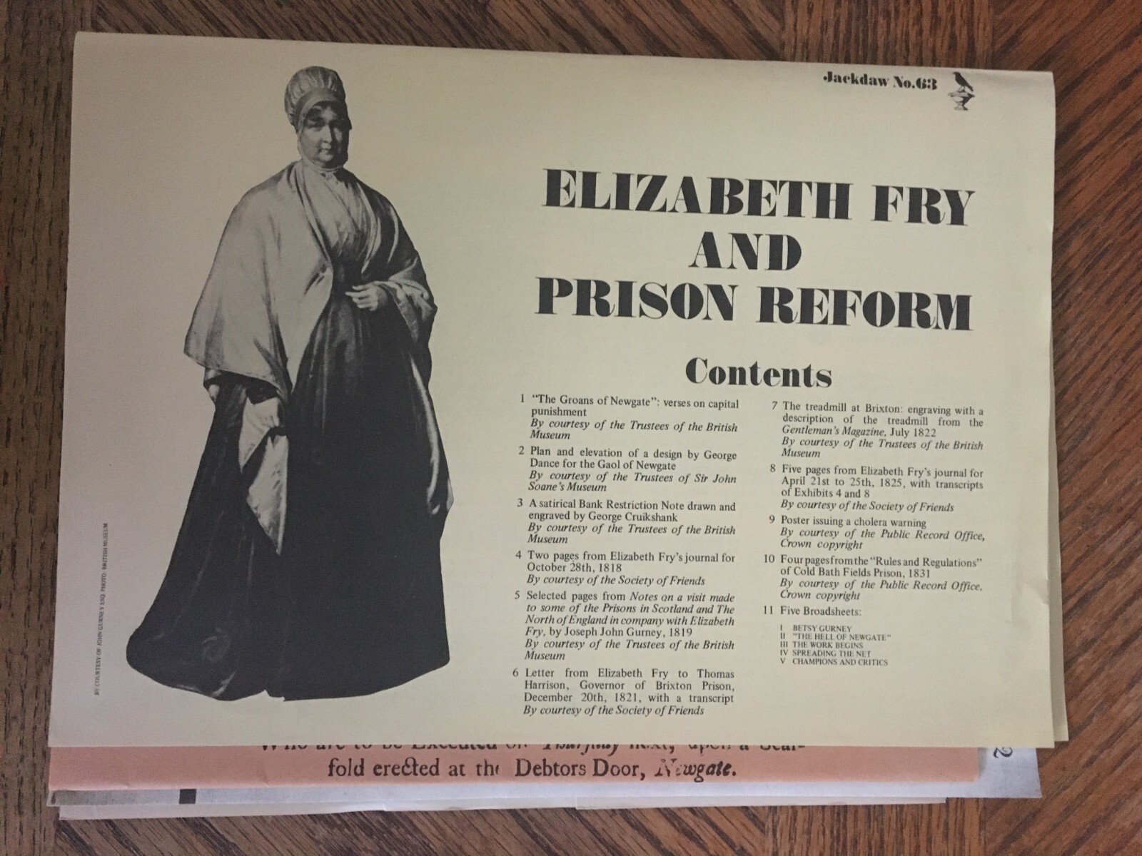 Elizabeth Fry Prison Reform Docs Maps Letters Reprint Jackdaw Publications 1969