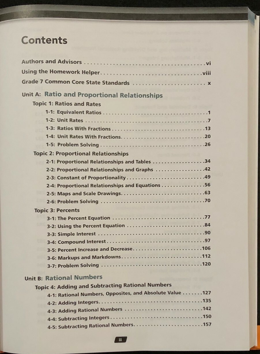 7th Grade – PEARSON DIGITS MATH – Homework Helper Volume 1 (2014, Hardback)