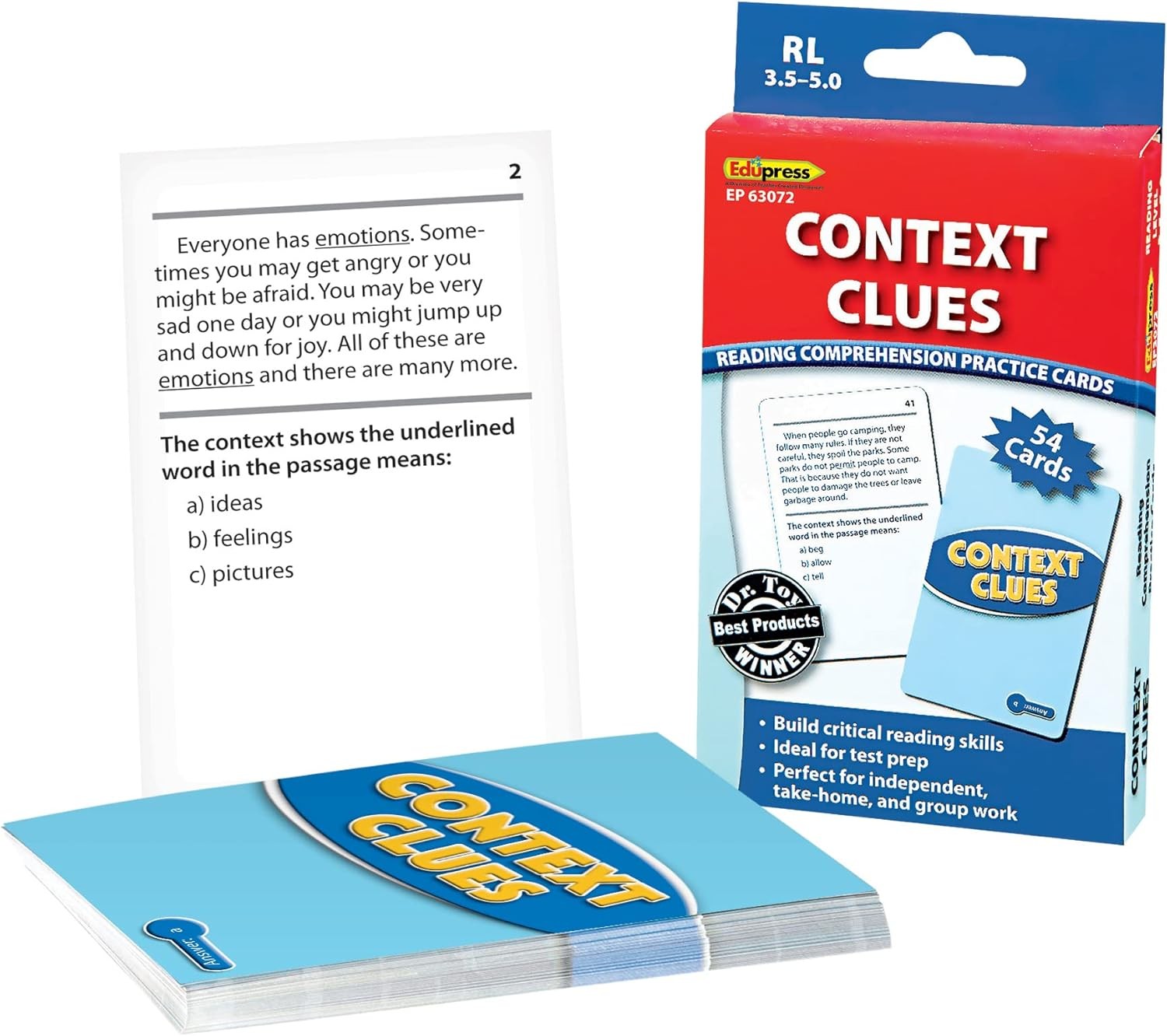 Edupress Reading Comprehension Practice Cards, Informational Text, Red Level