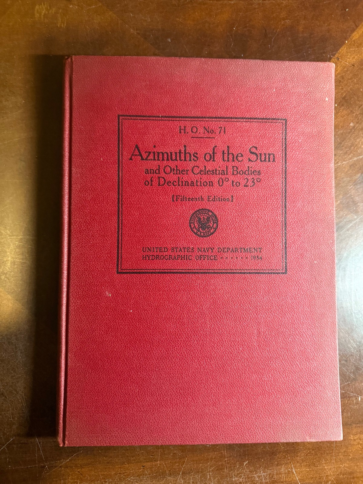 AZIMUTHS OF THE SUN And Other Celestial- US NAVY -15TH EDITION 1934 HO NO71. BA