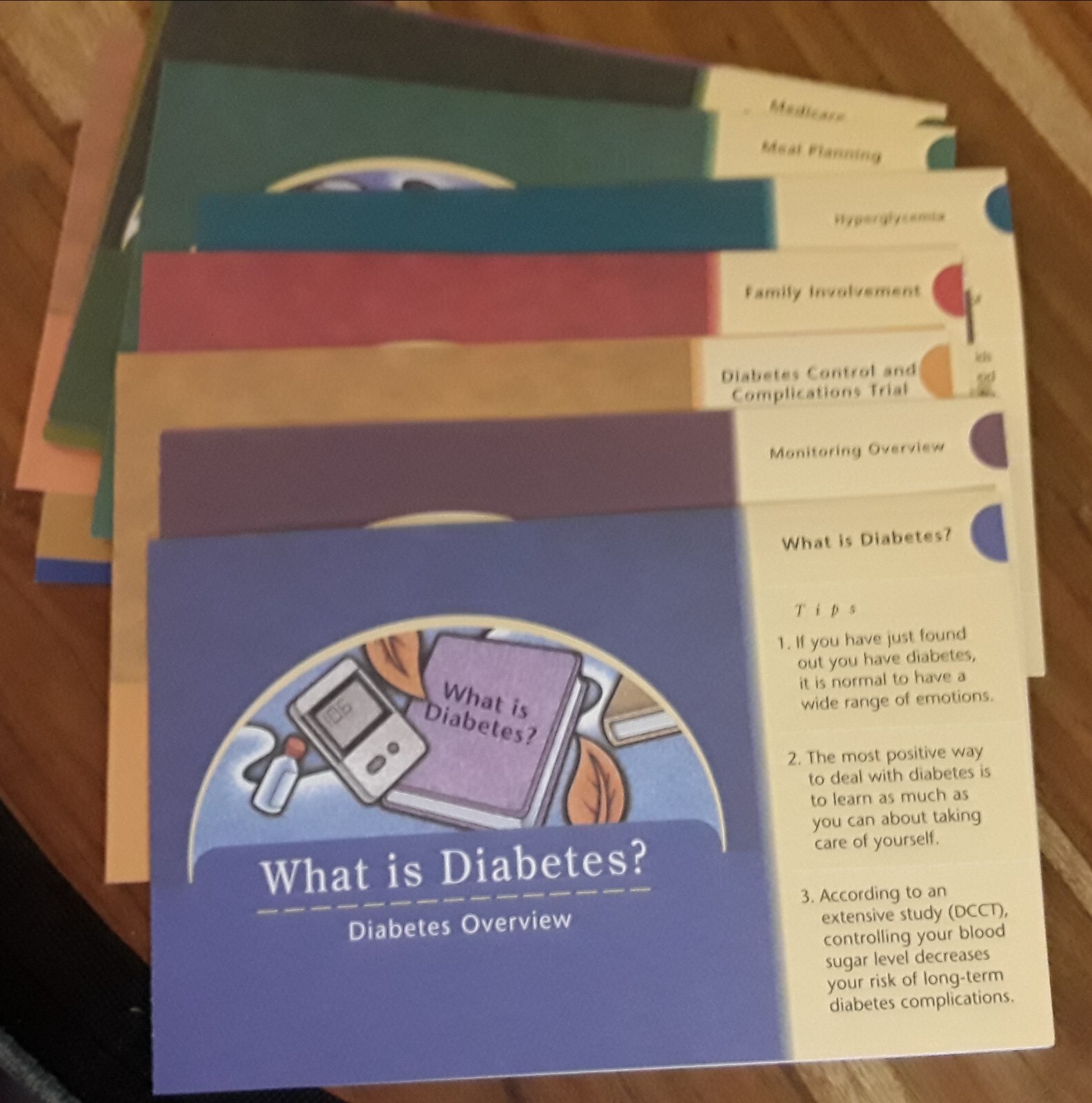 16 Diabetic Educational Cards (2 pages- 4 sides each card) About 8 1/4 x 5 in.