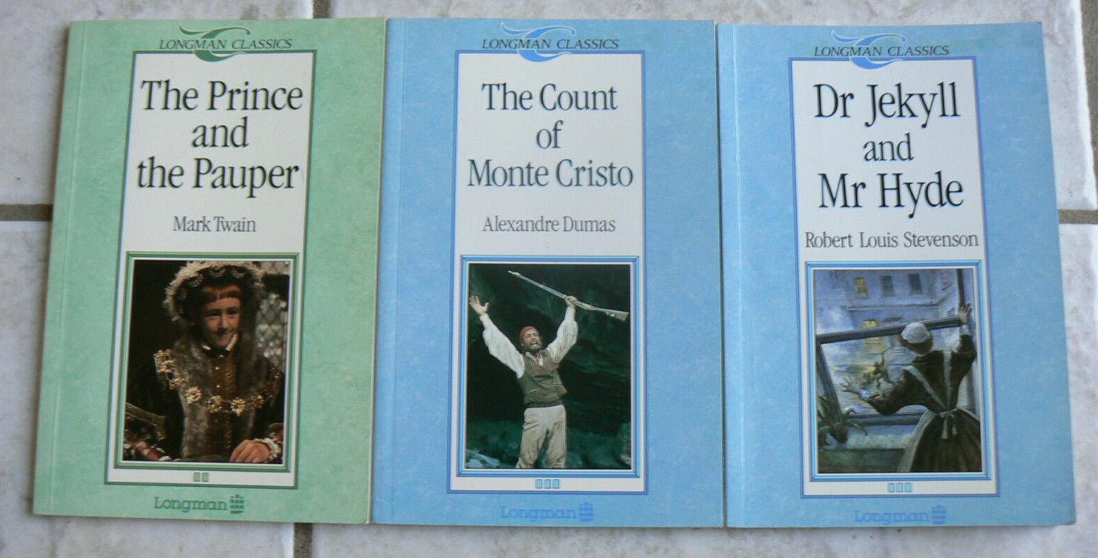 3 Longman Classics,Stage 2&3,Twain,Dumas,Stevenson NICE PBs!Full-color illustra