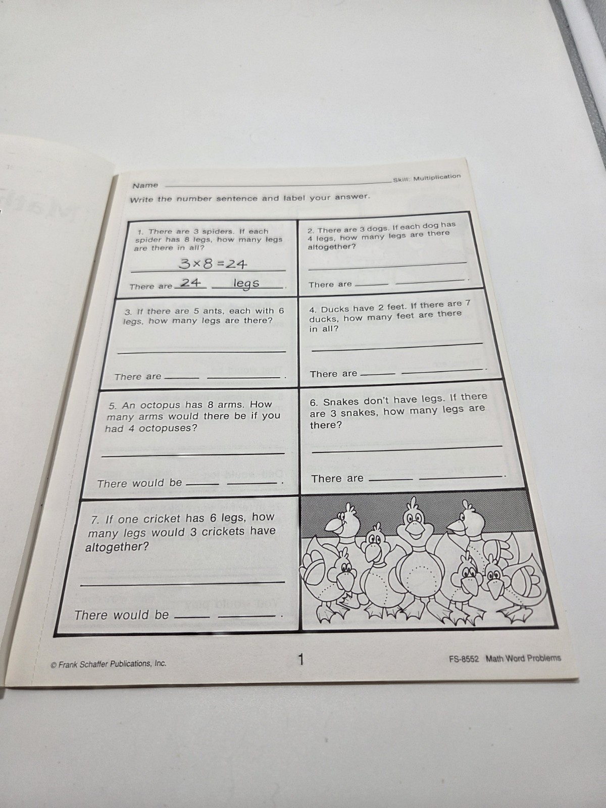 1988 Math Word Problems Book, Grade 3, A Frank Schaffer Publication Teaching…