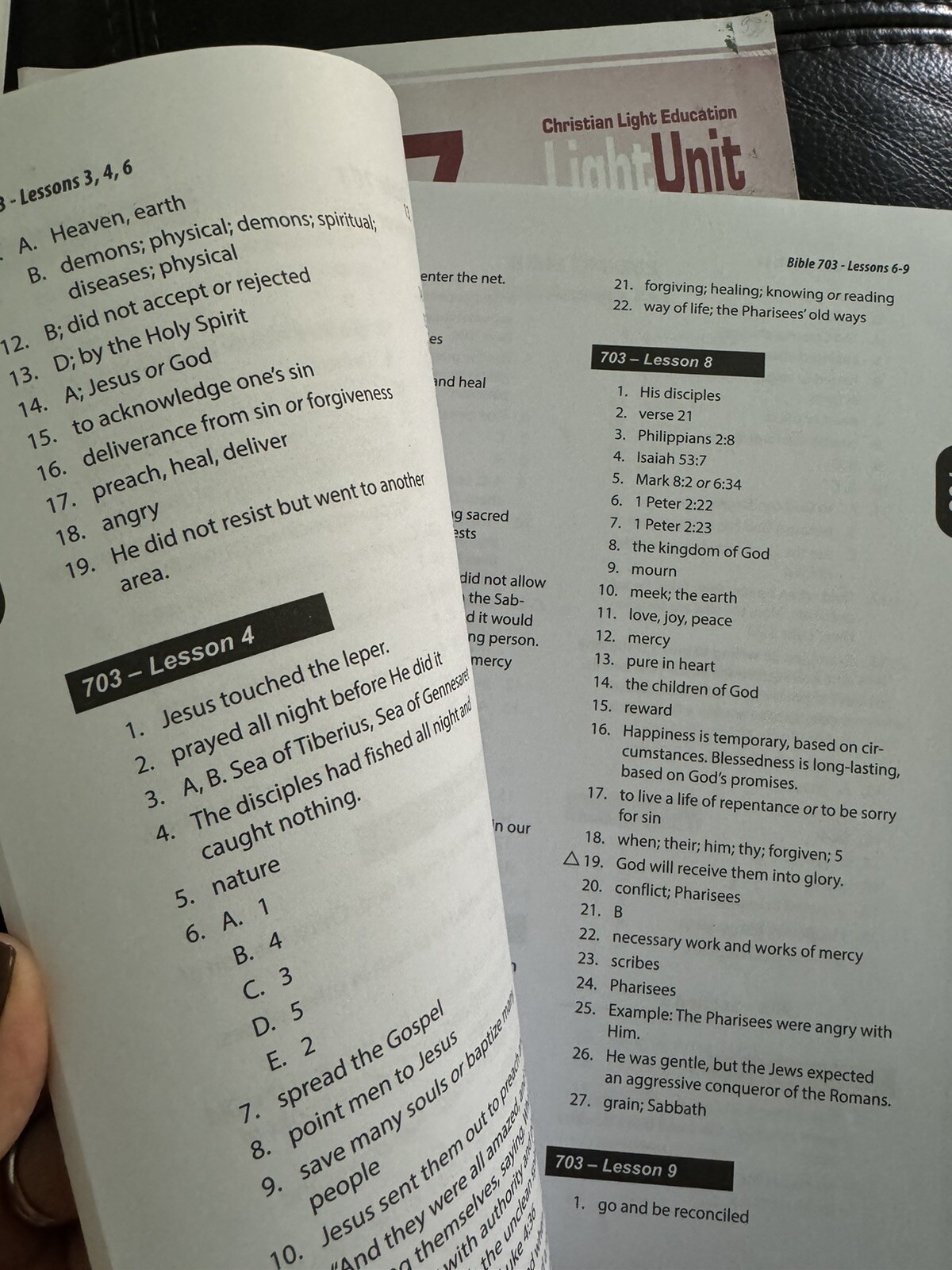 CLE Bible Answer Key 701-710