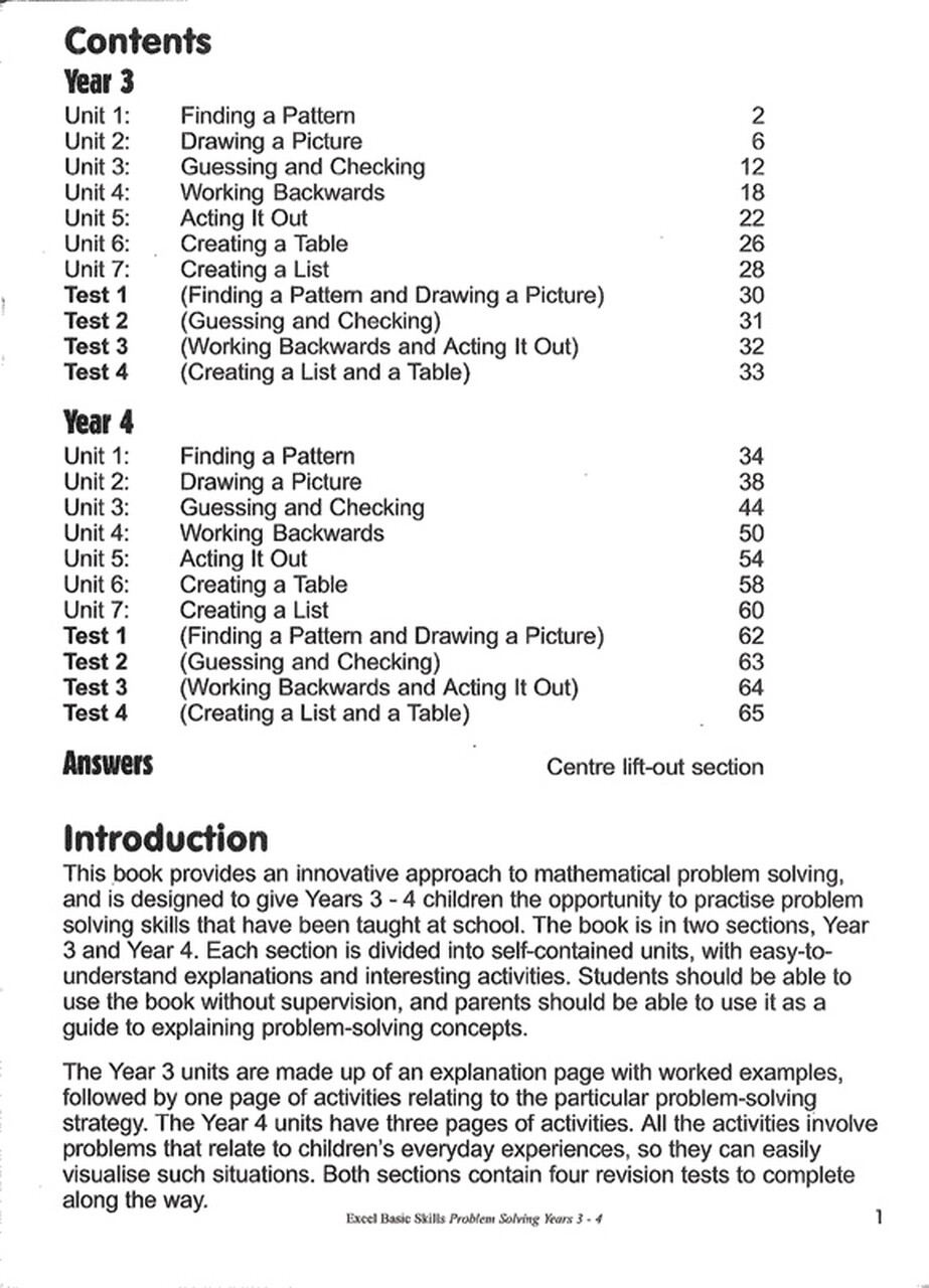Excel Basic Skills – Problem Solving Years 3-4