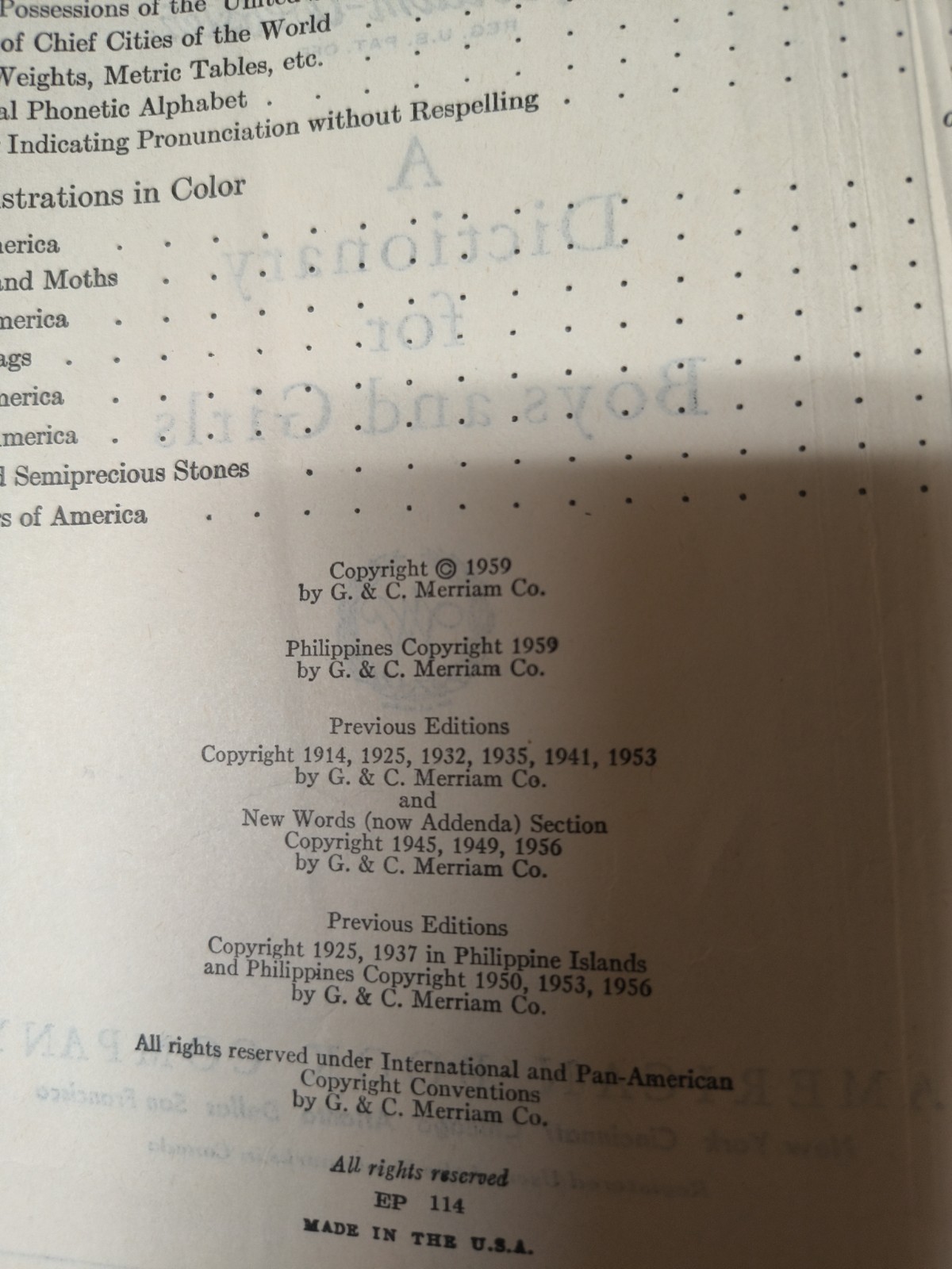 Webster’s Elementary Dictionary For Boys and Girls (Hardcover, 1953)