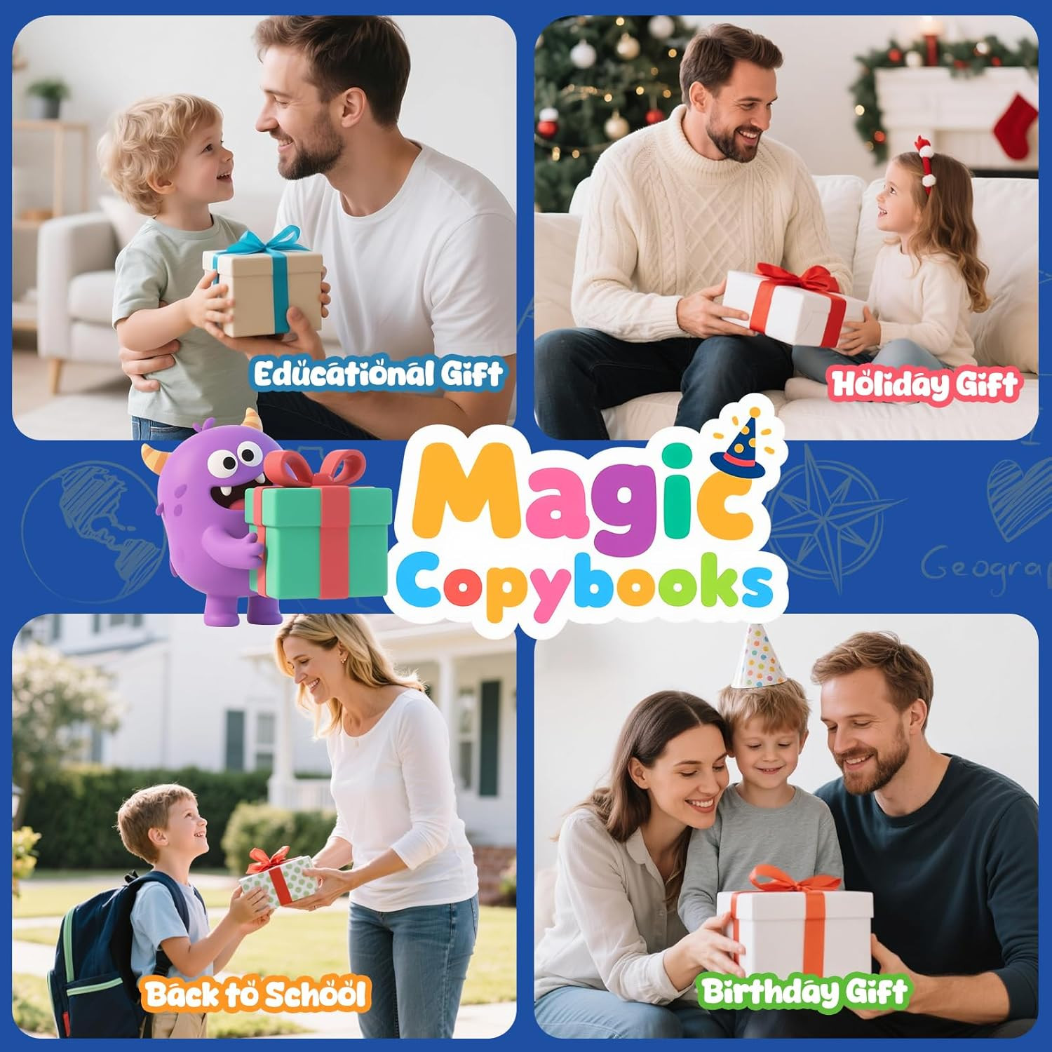 Reusable Magic Grooved Writing Practice Books for Kids Ages 3-8