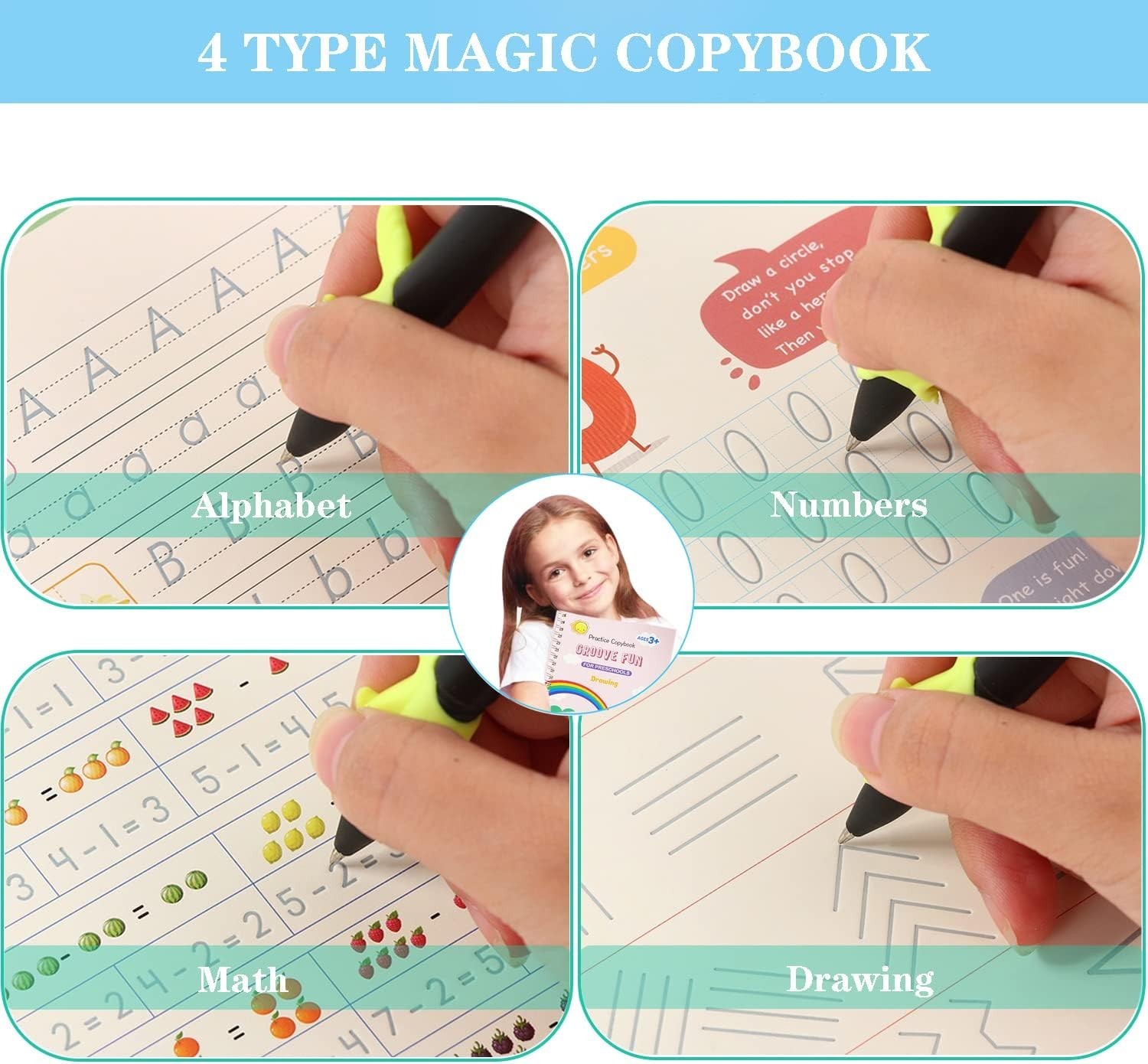 Complete Handwriting Learning Set for Kids Age 3-8 – 4 Books & Accessories