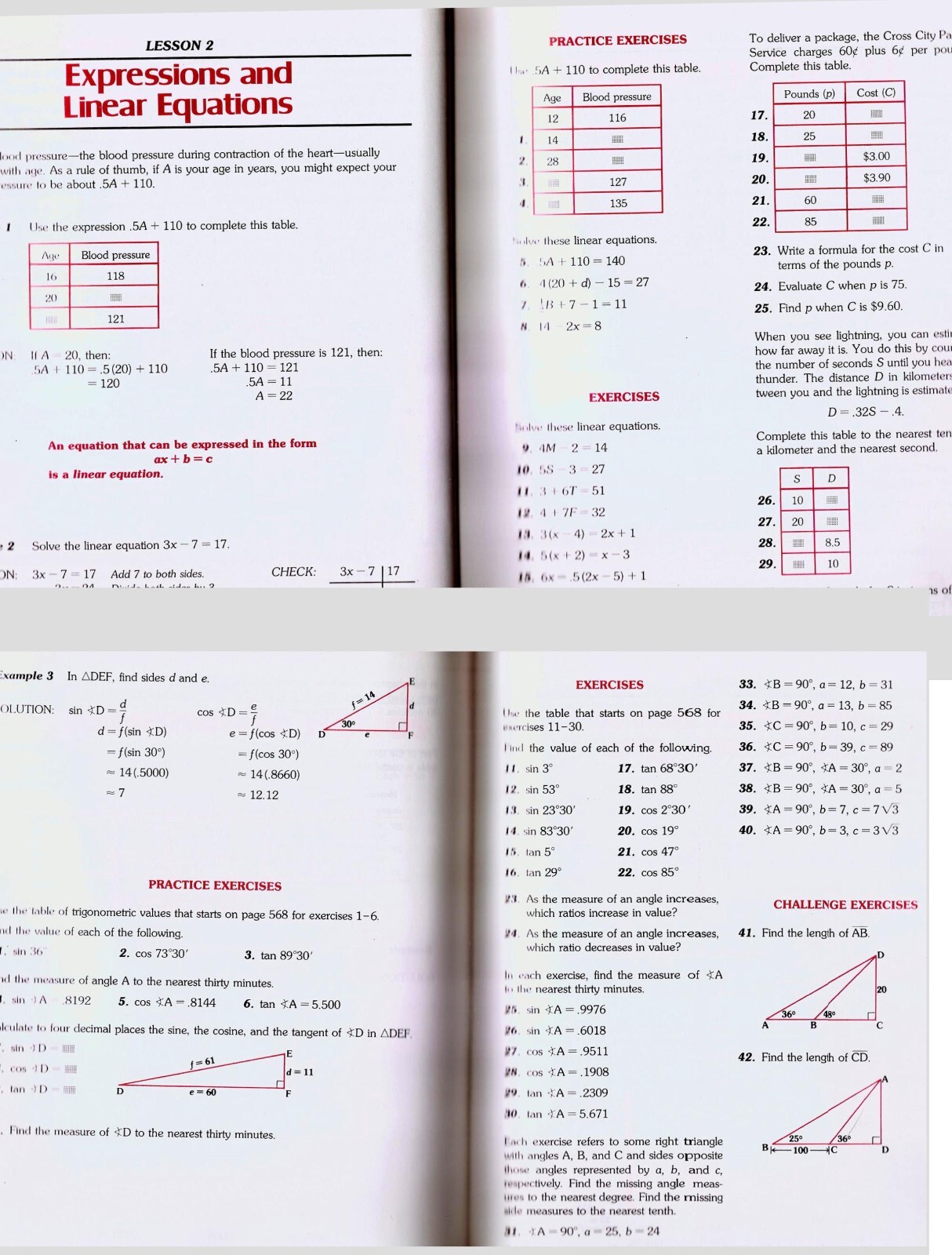 ALGEBRA TWO Book Linear Quadratic Functions Ratios Proportions Trigonometry