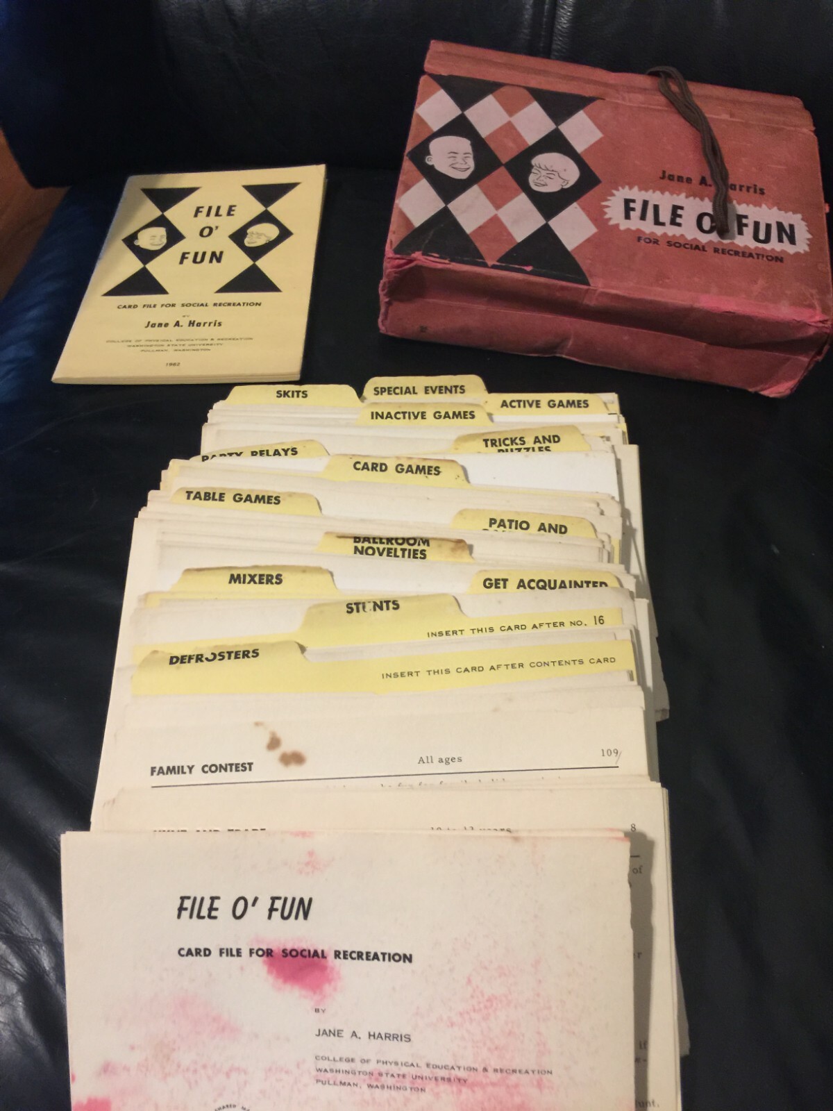 Vintage File O’ Fun Cards Social Rec. Game Cards Jan A. Harris 1962