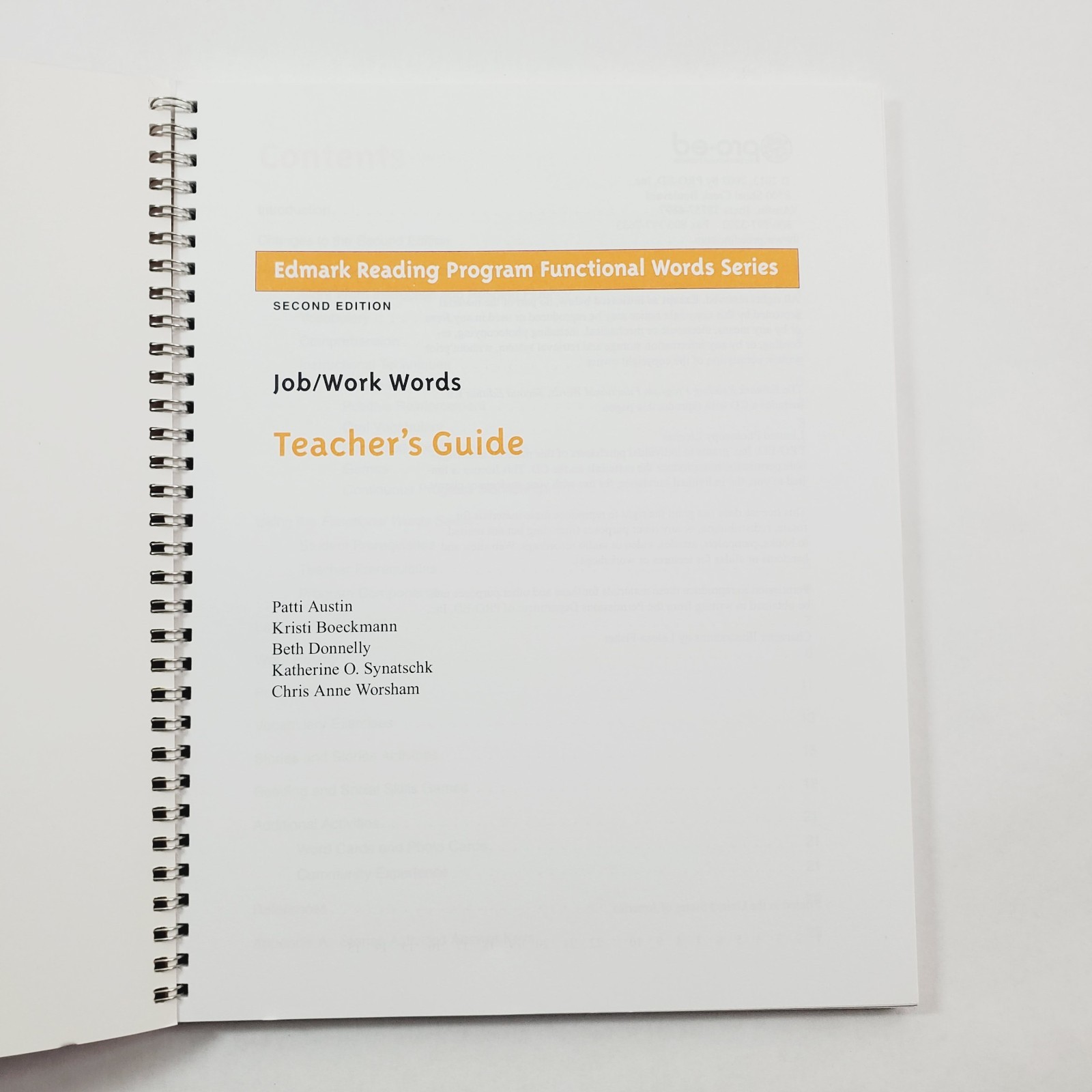 Edmark Reading Program Functional Words Series Job/Work Words Program
