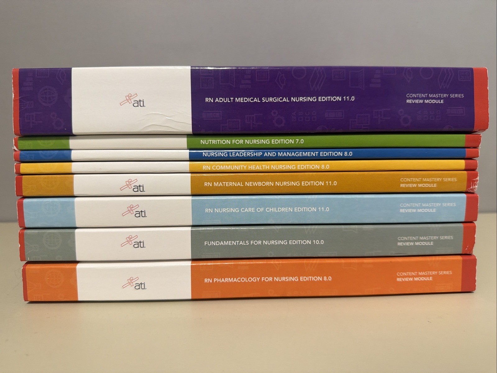 ATI Nursing Content Mastery Series Review Set of 8 RN Books Editions 7.0-11.0