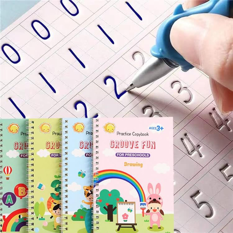 Handwriting Book Practice for Kids,Reusable Grooved Handwriting Books, Writing P