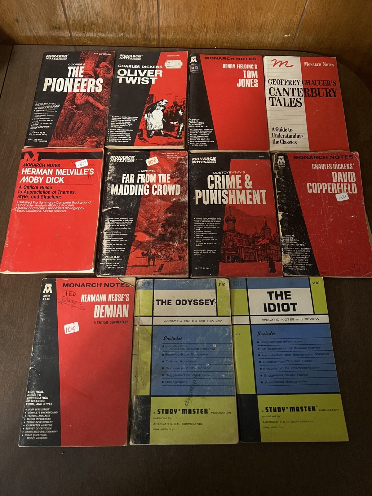 Lot of 12 Monarch Notes & study master books 1960s 1970s hamlet tom jones etc