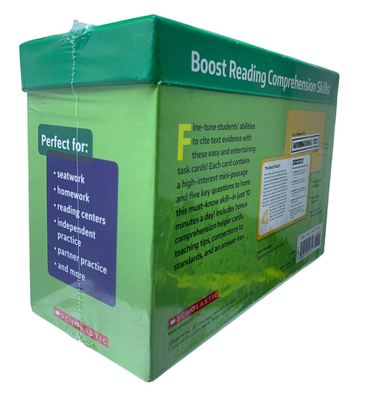 * Scholastic 100 Task Cards in a Box, Text Evidence -Sealed-