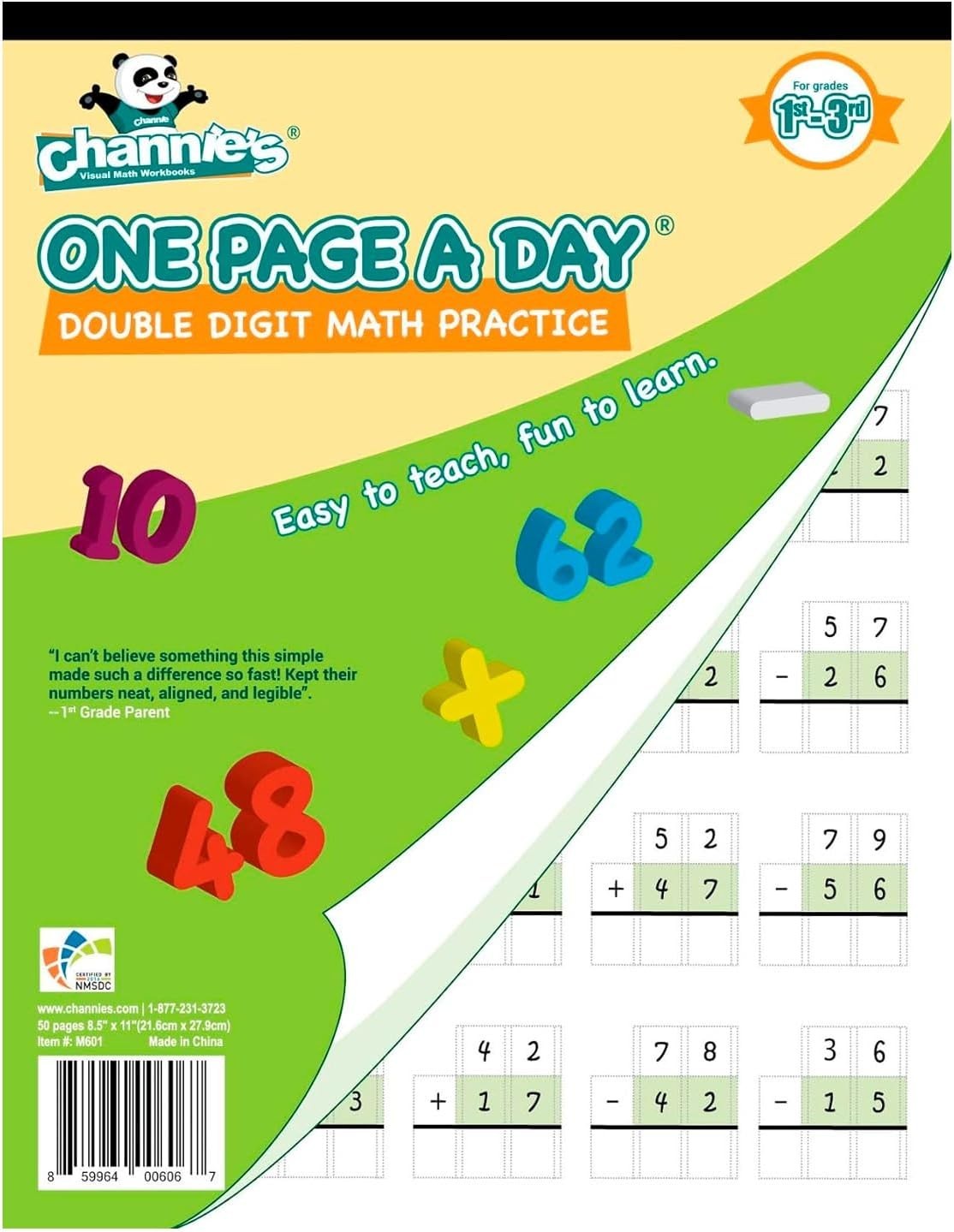 Math Workbook for 1st-3rd Grade Double Digit Addition Subtraction Tear-Off Pages