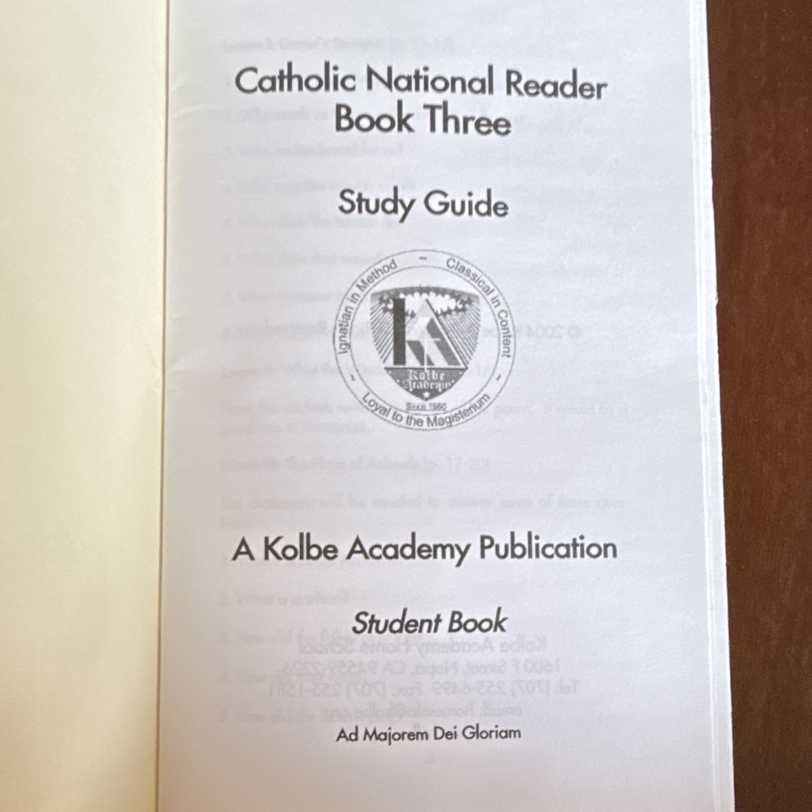 Catholic National Reader Book Three & Kolbe Study Guide 3Teacher’s & Students ed