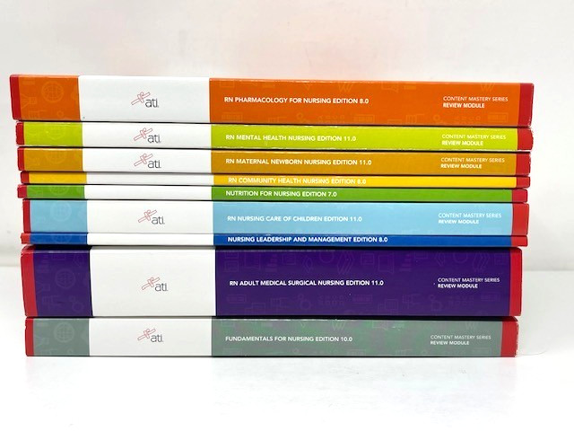 Lot of 9 ATI Nursing Education RN Content Mastery Series Review Module 2019 Set