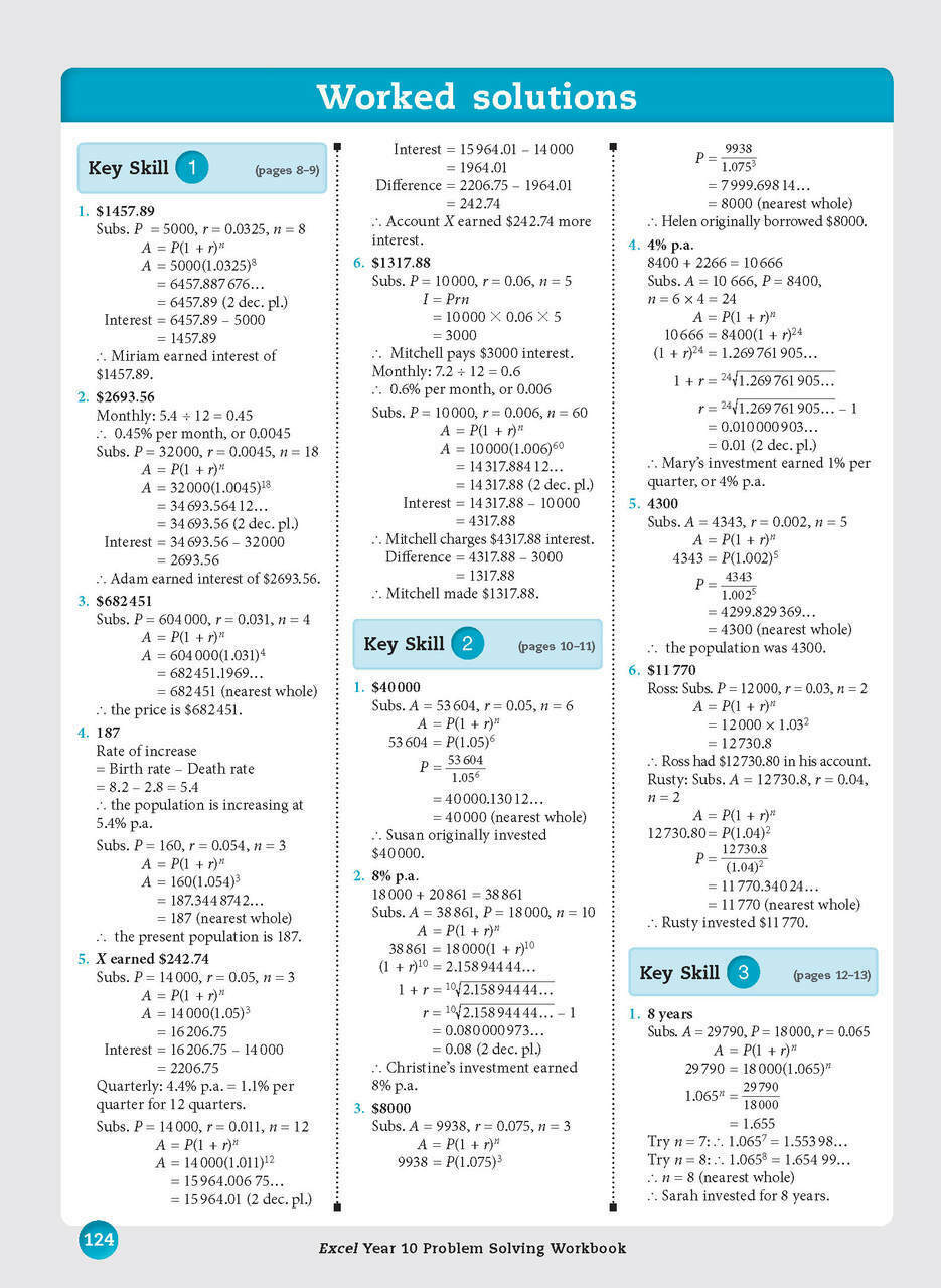 Excel Essential Skills Problem Solving Workbook Year 10