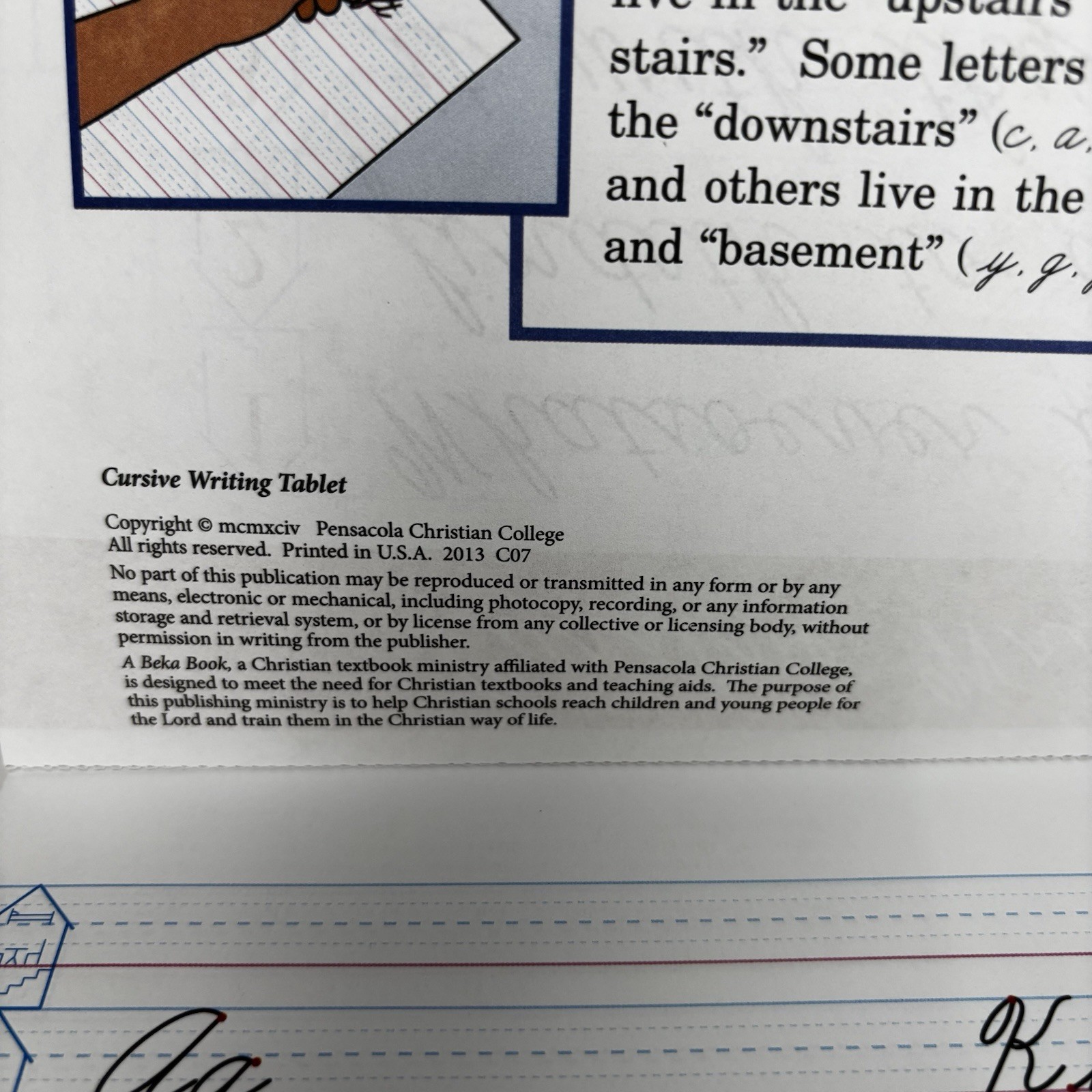 A Beka Cursive Writing Tablet Paperback- Clean