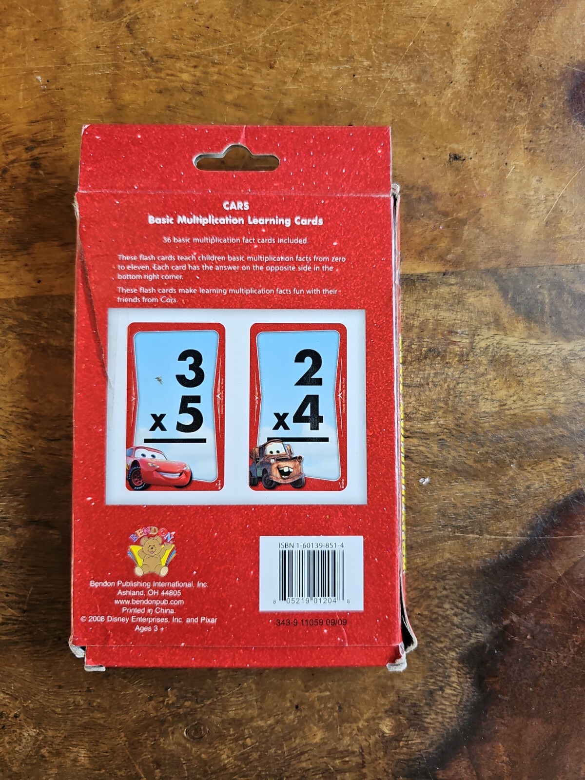 Disney Pixar Cars Basic Multiplication Learning Cards Pocket Flash Cards 2008