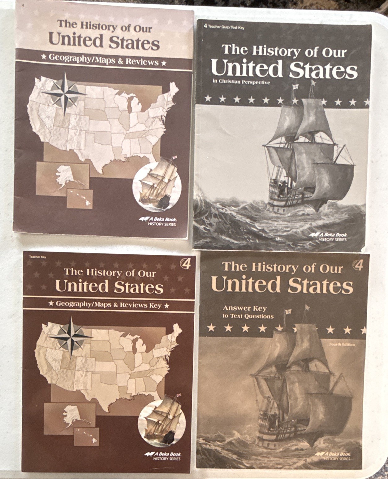 4th grade A Beka The History of Our United States Teacher 3 pack plus student bk
