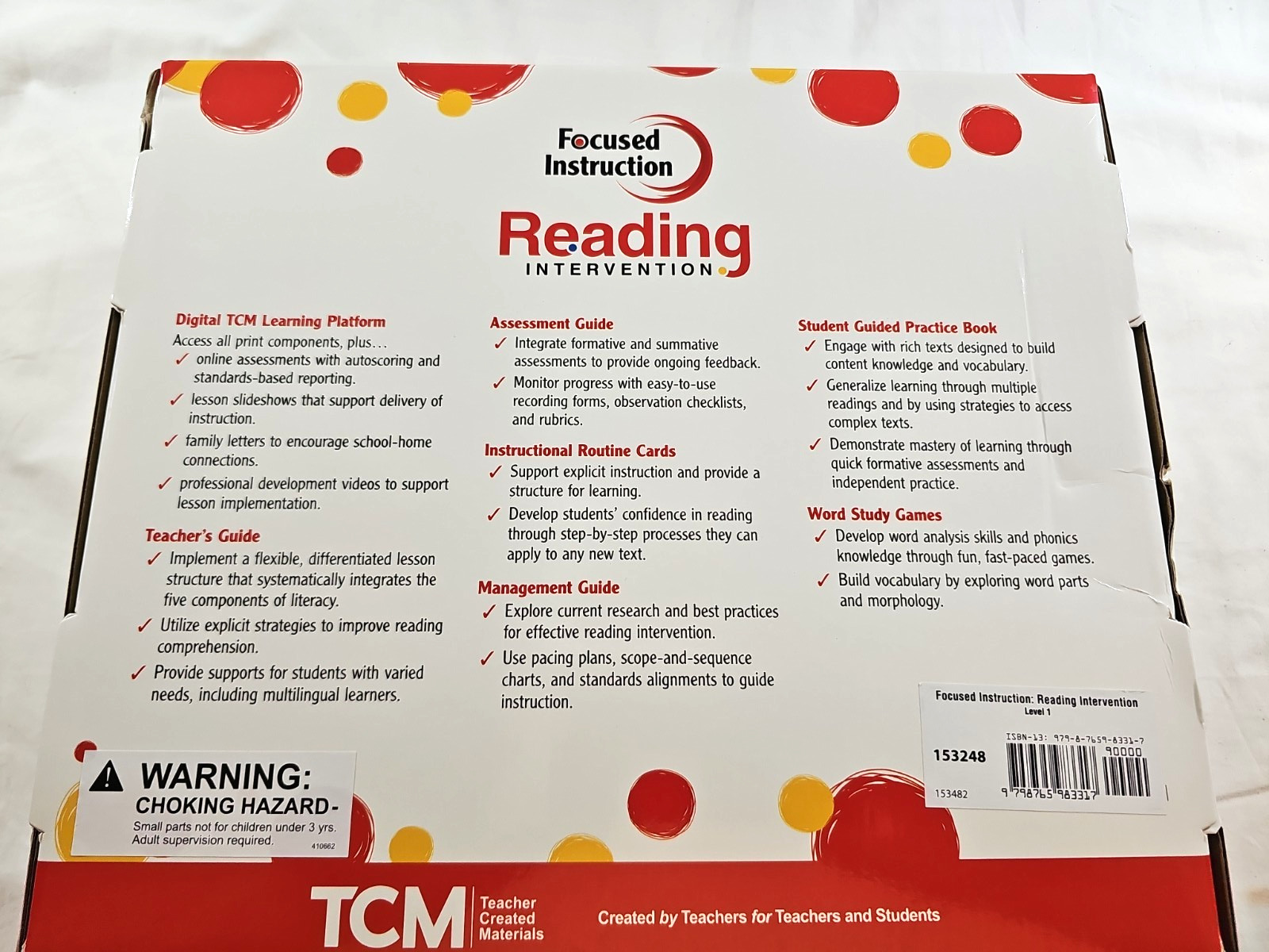 TMC Focused Reading Intervention Level 1 Teacher Created Materials COMPLETE