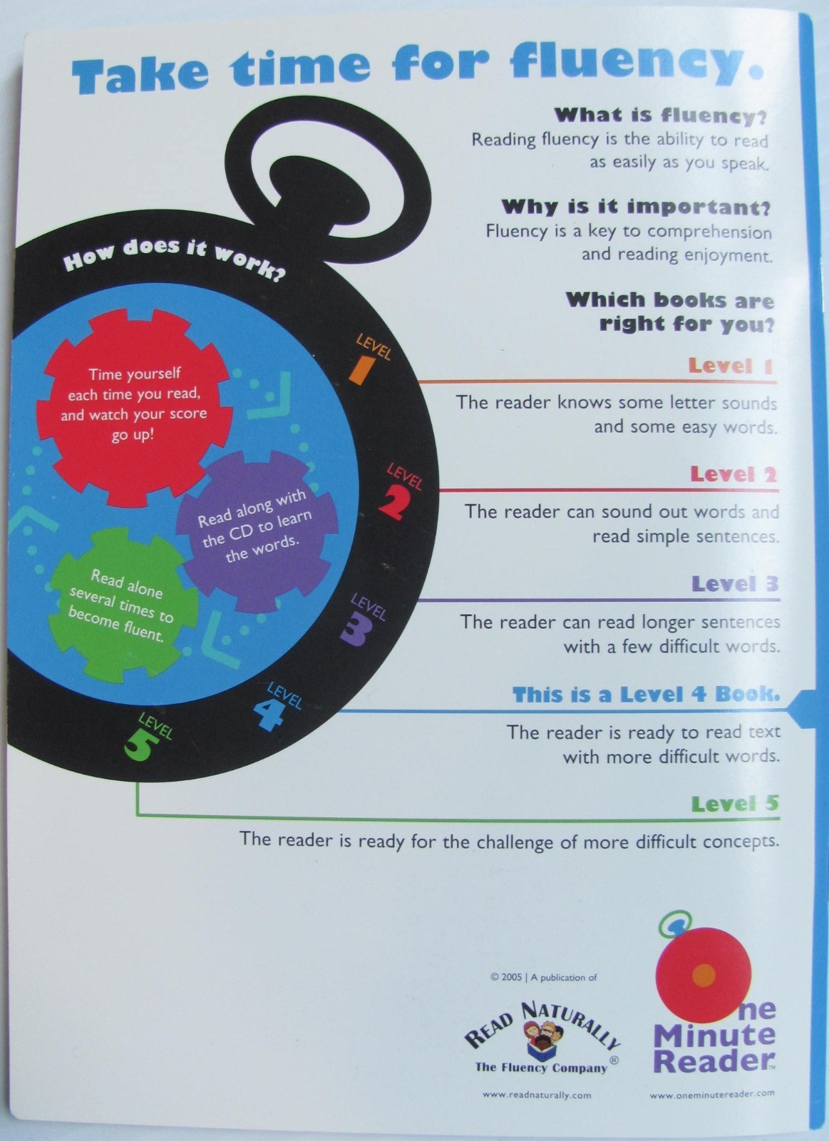 Read Naturally One Minute Reader Level 4 Blue with Case, DVD, Booklet, CD, Timer