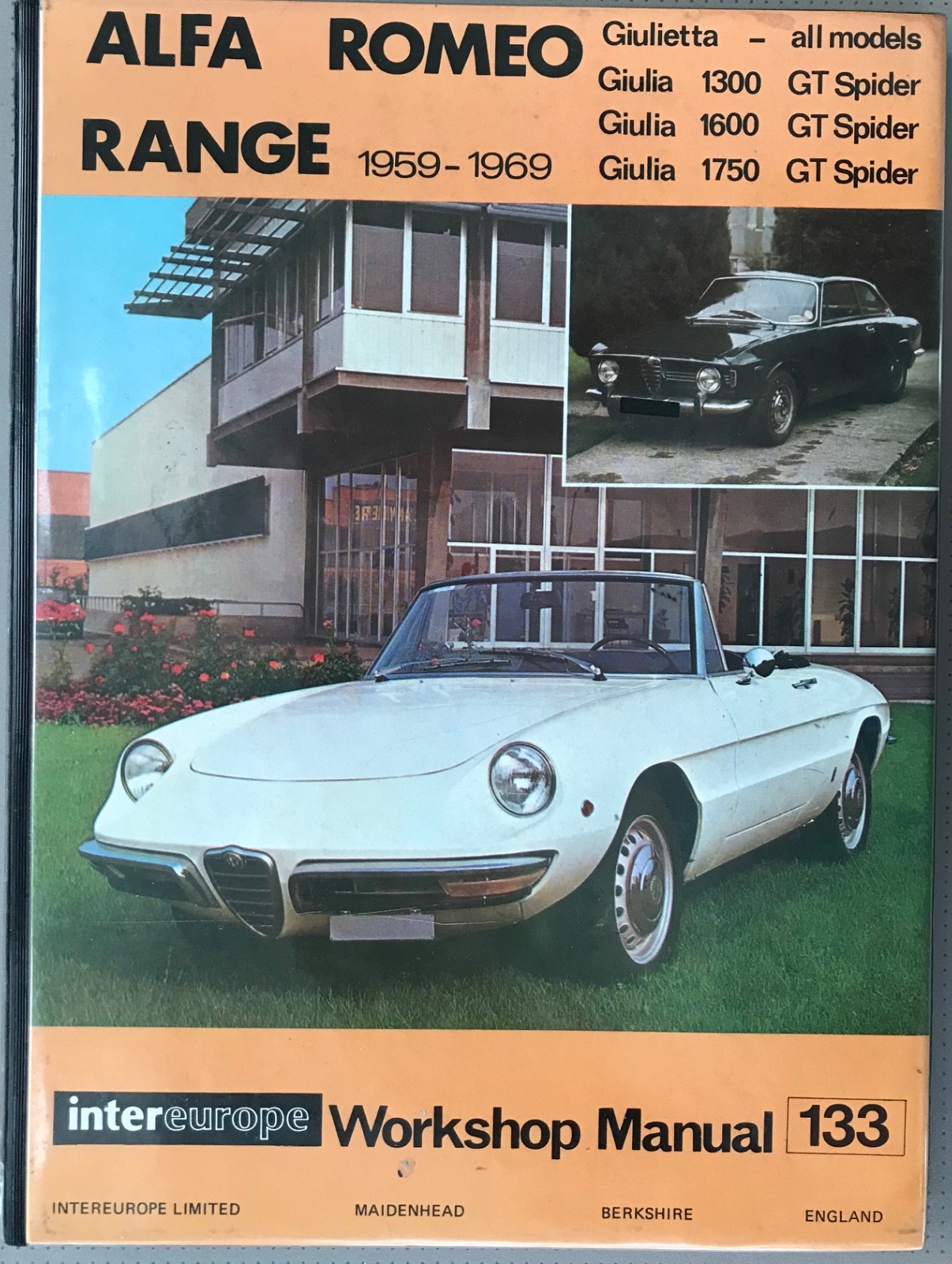 Alfa Romeo 1959-69 Giulietta Giulia 1300 1600 1750 Intereurope Workshop Manual