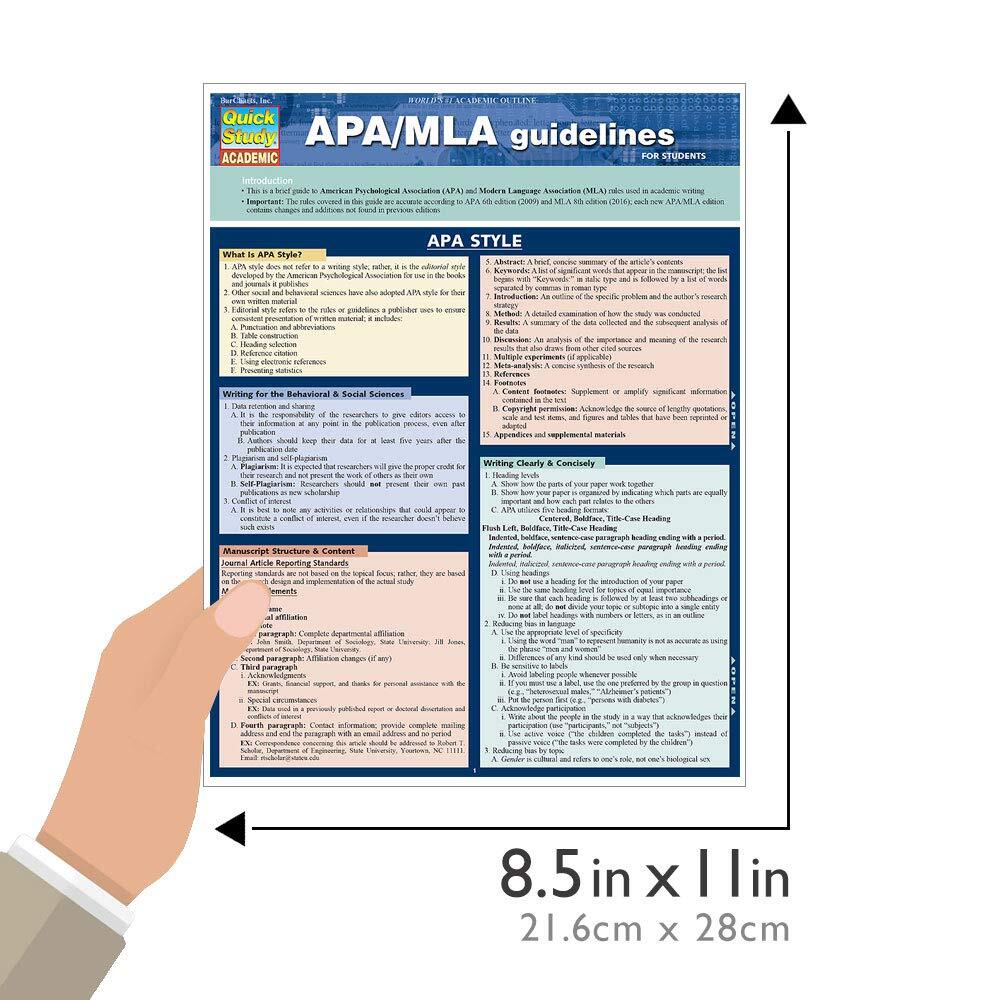 APA / MLA Guidelines (Quickstudy: Academic) by Inc. BarCharts, 2016