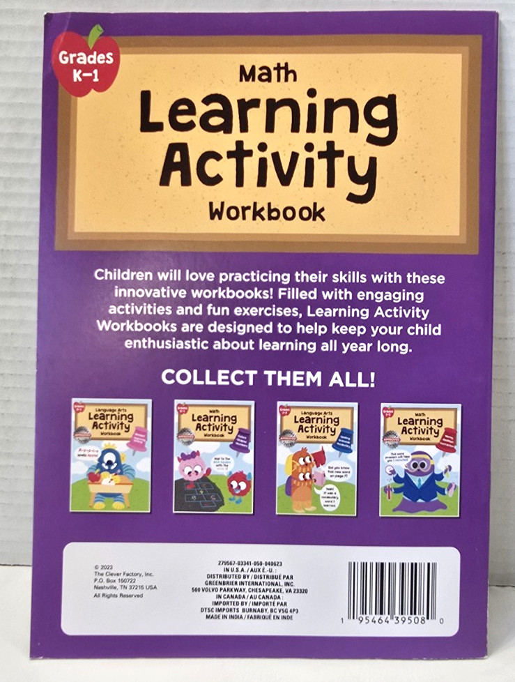2 Learning Activity Workbooks-Kindergarten-1 (K-1) Home school Math +LangArts