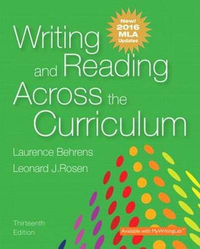 Writing and Reading Across the Curriculum, MLA Update Edition by Behrens: Used
