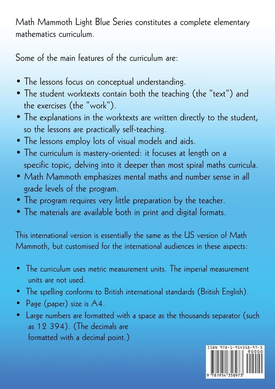 Miller International Version Math Mammoth Grade 6-A Worktext (Paperback)