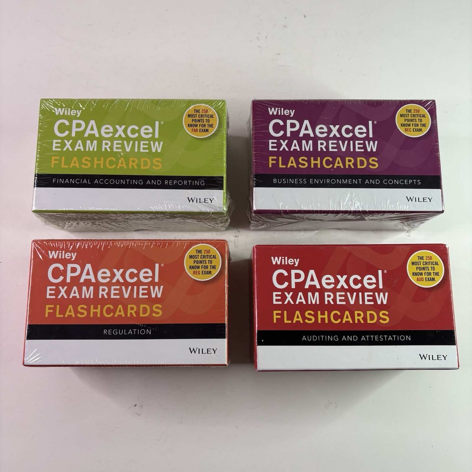Wiley CPAexcel Exam Review Flash Cards Set 250 Critical Points for BEC Exam