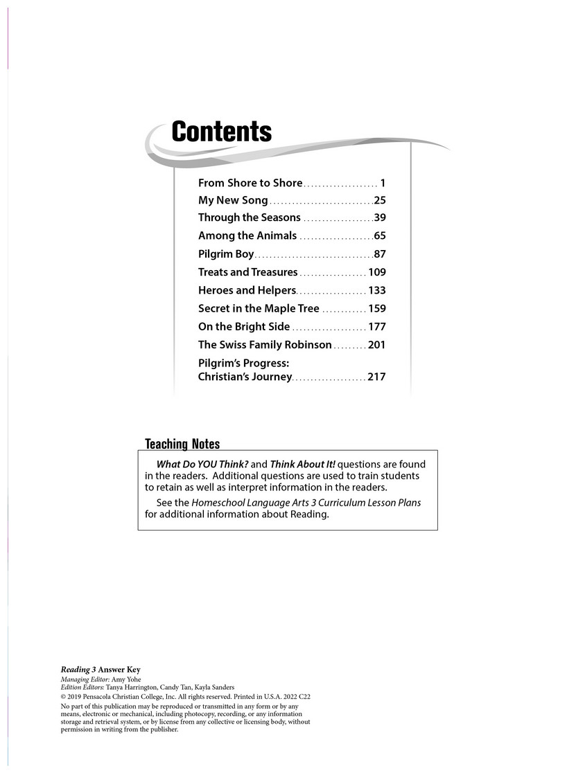 NEW Abeka READING 3 ANSWER KEY 3rd grade parent homeschool