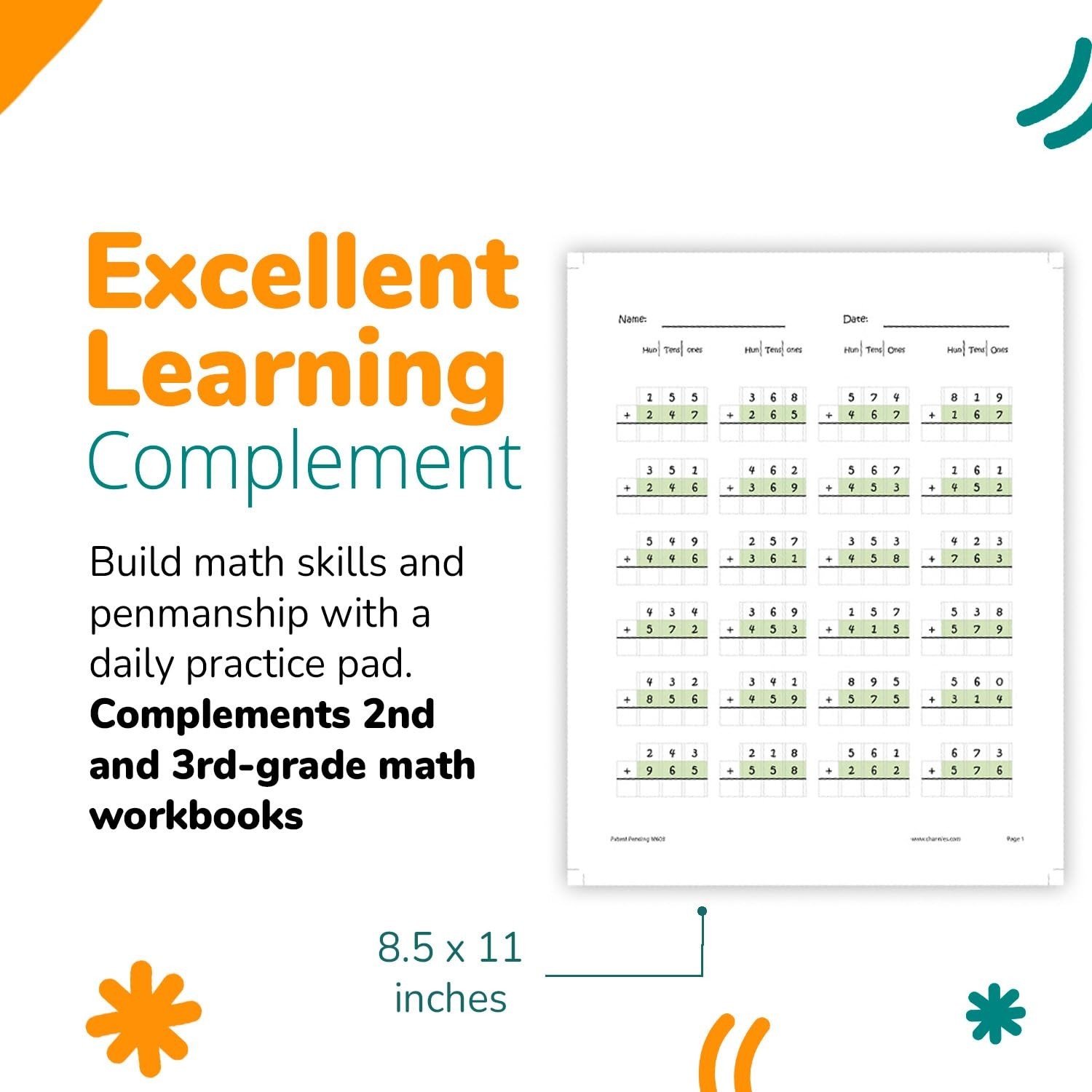 Math Workbook Triple Digit Practice Worksheets 8.5×11 Grades 2-3 Addition Sub…